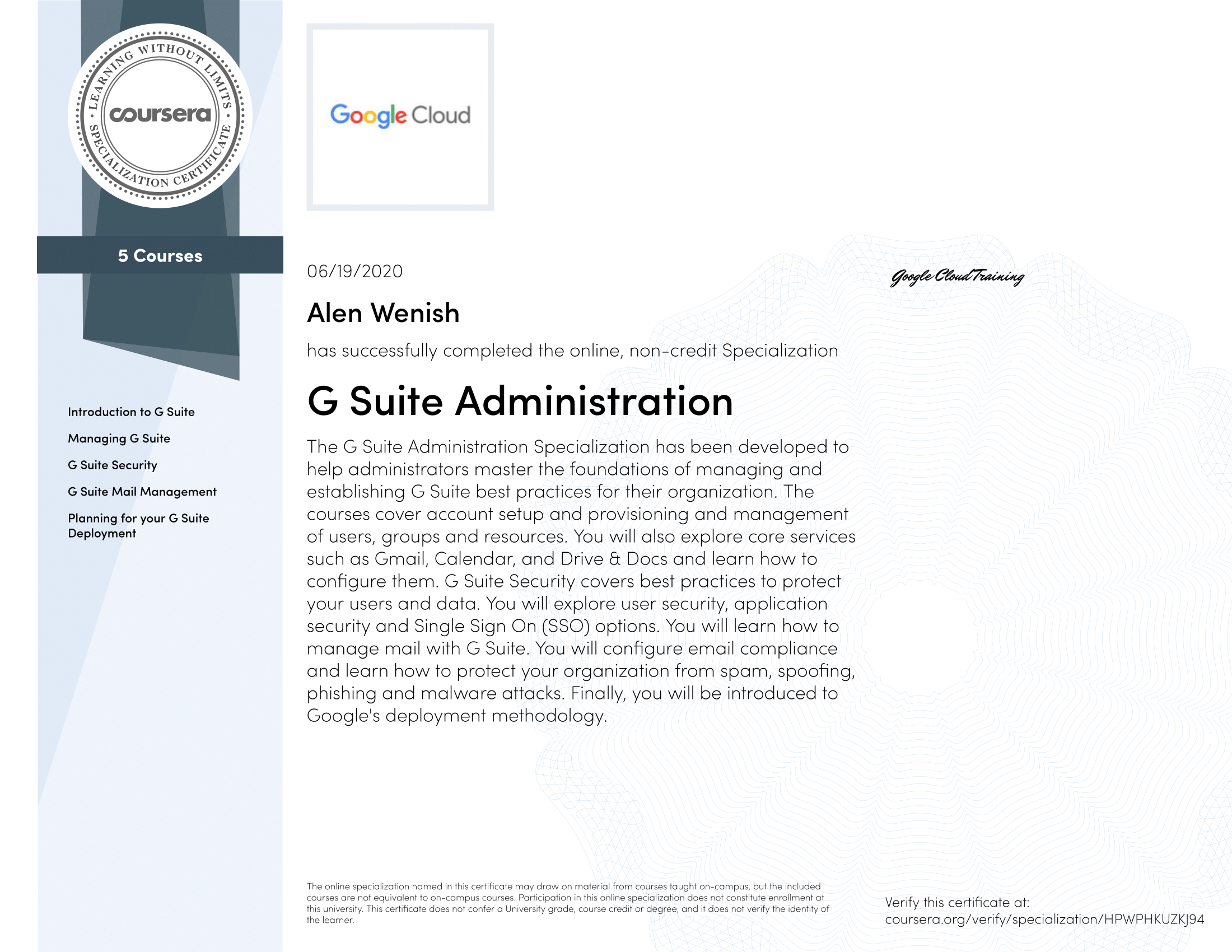 certificate